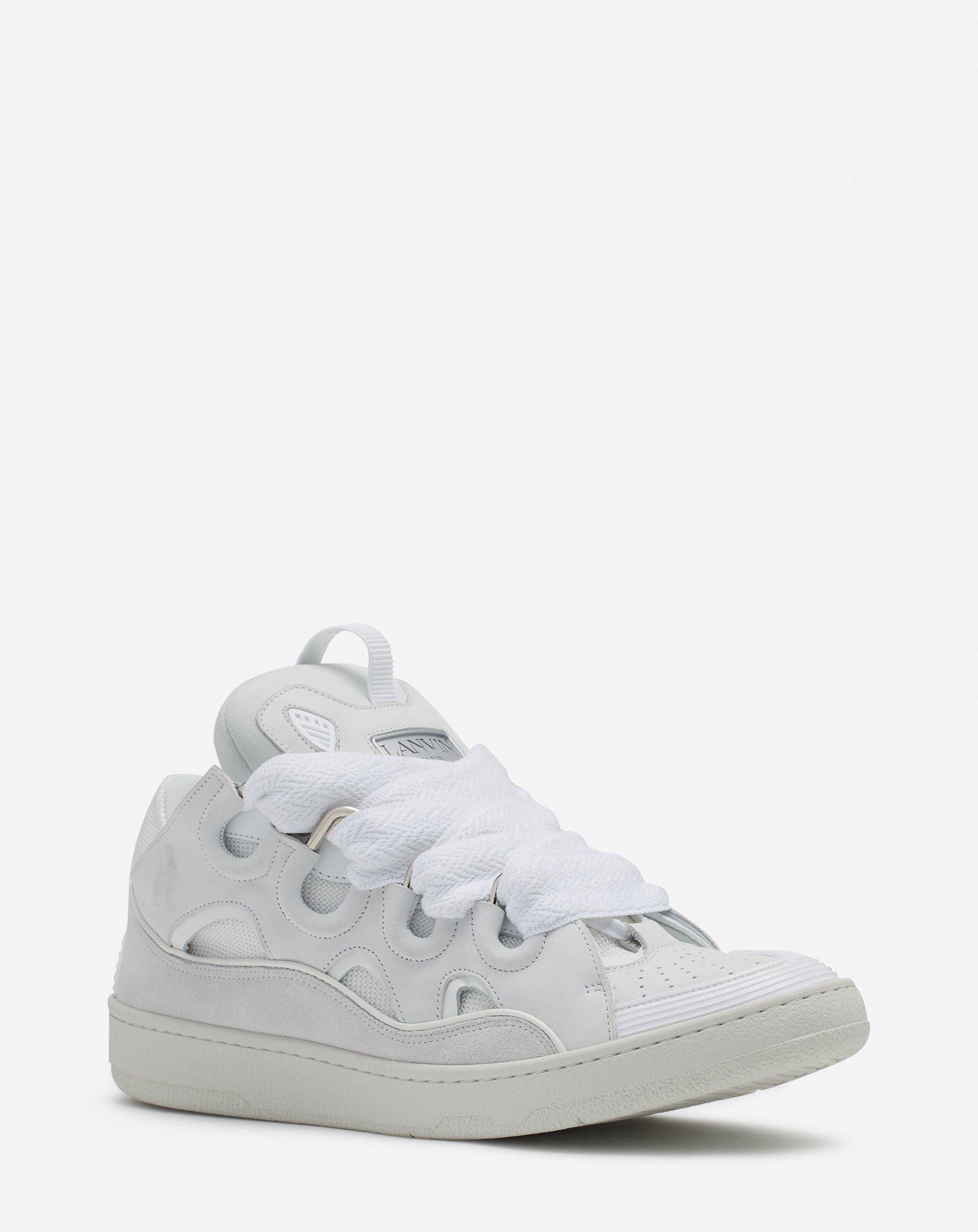 White Leather Curb Sneakers | Lanvin Women