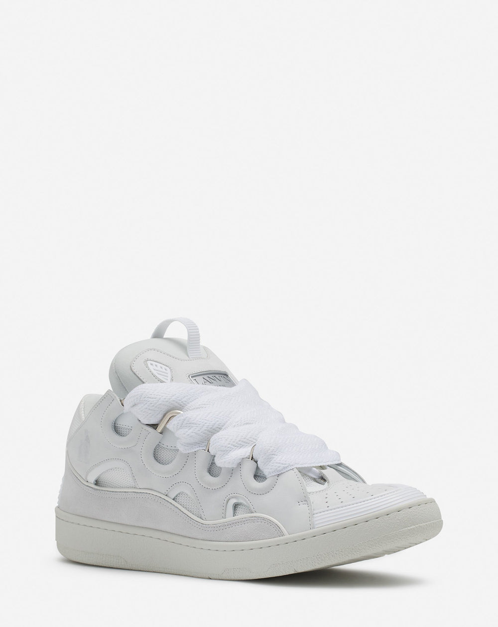 White Leather Curb Sneakers | Lanvin Women