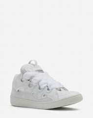 White Leather Curb Sneakers | Lanvin Women