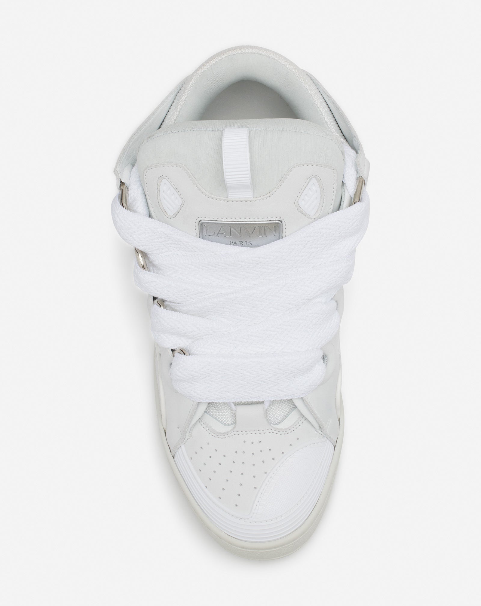 White Leather Curb Sneakers | Lanvin Women