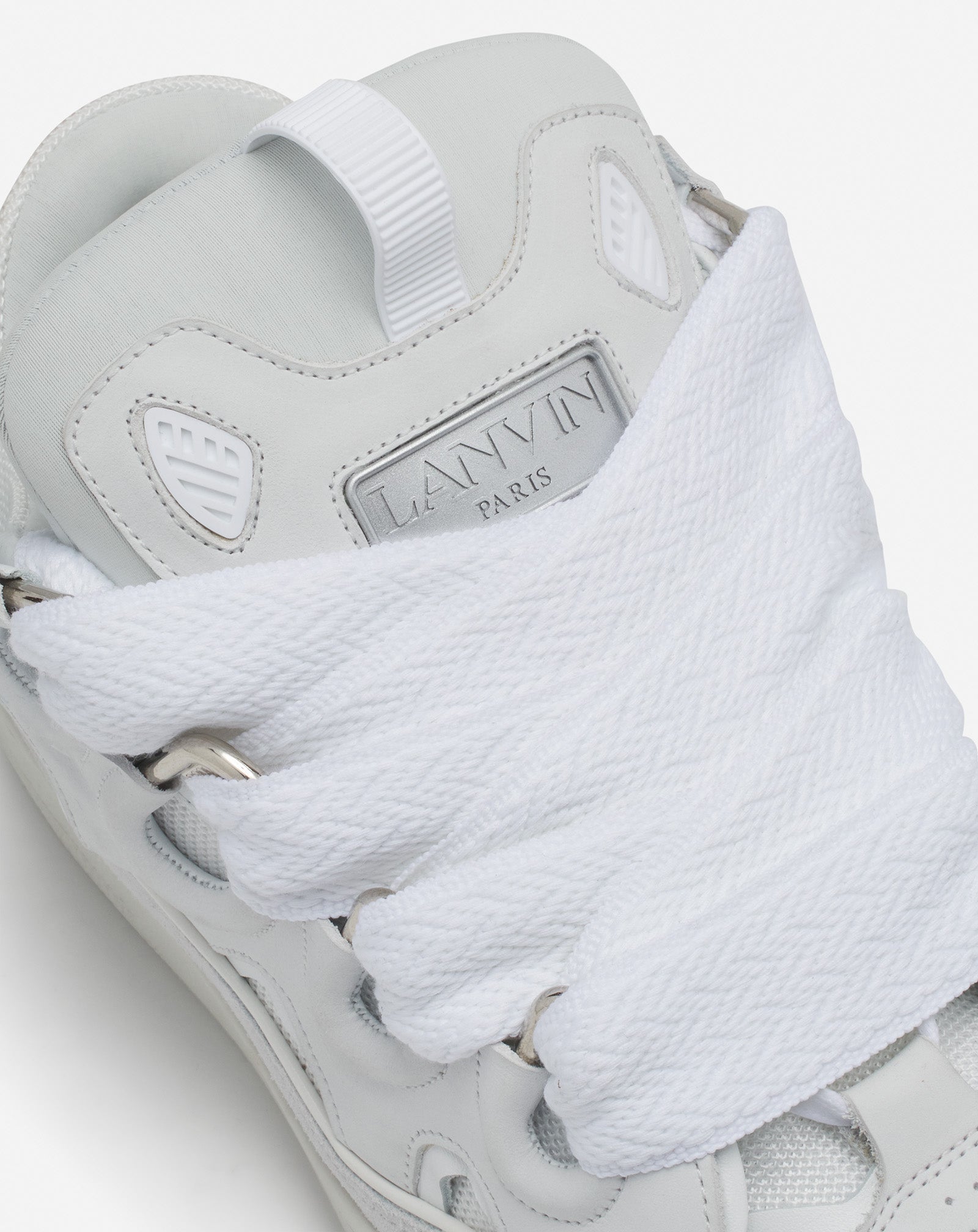White Leather Curb Sneakers | Lanvin Women