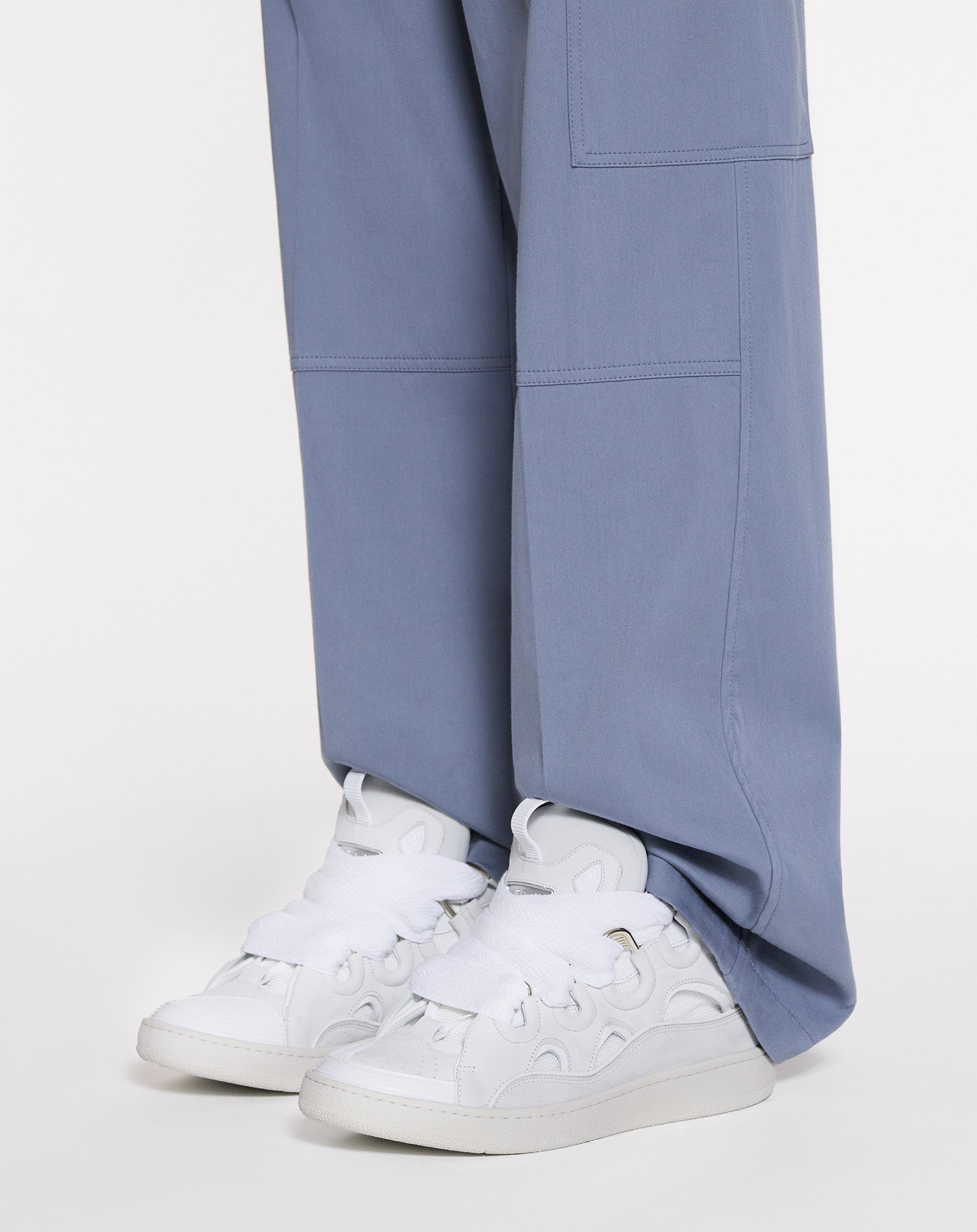 White Leather Curb Sneakers | Lanvin Women