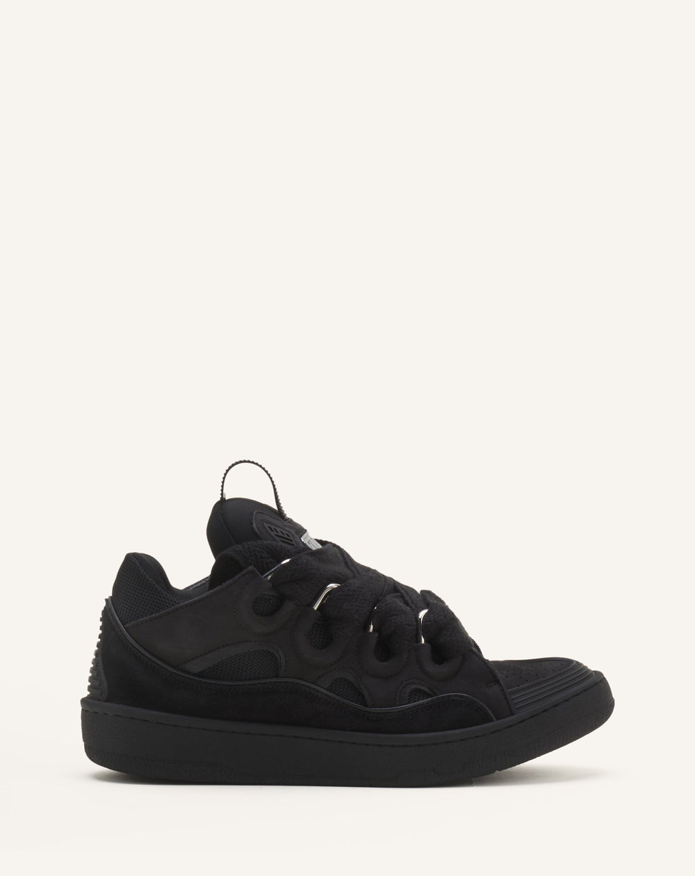 Black Leather Curb Sneakers | Lanvin Men