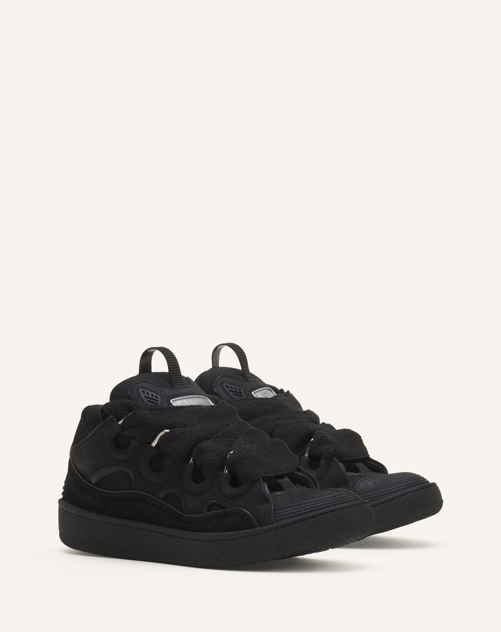Black Leather Curb Sneakers | Lanvin Men
