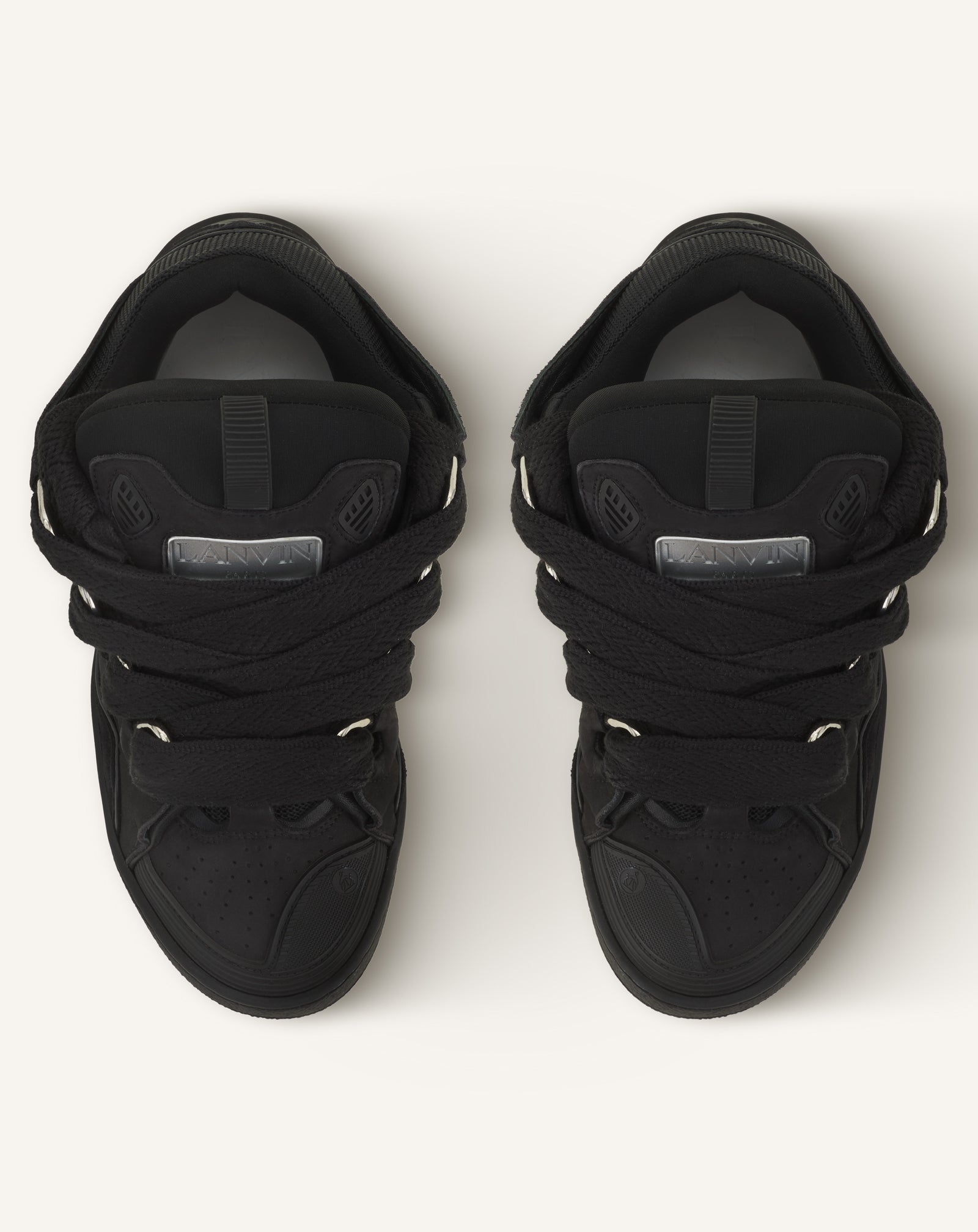 Black Leather Curb Sneakers | Lanvin Men