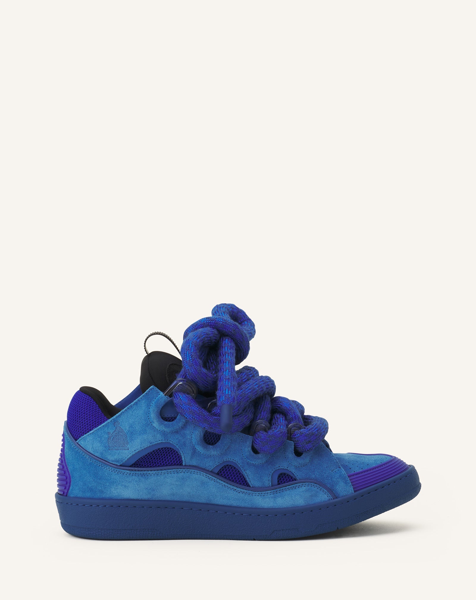Blue Curb Sneakers In Leather With Snake Laces | Lanvin Women
