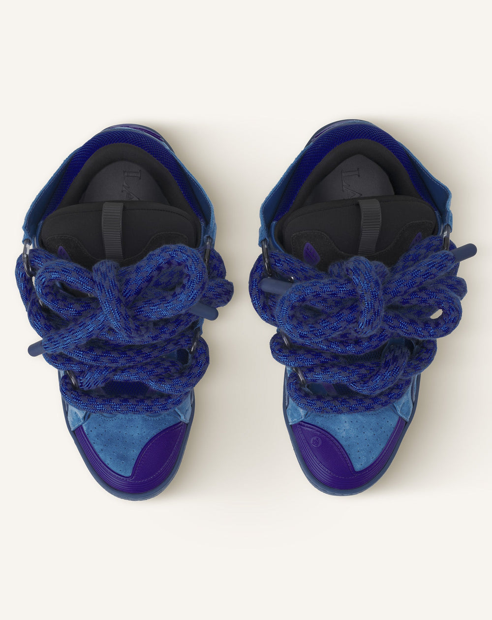 Blue Curb Sneakers In Leather With Snake Laces | Lanvin Women