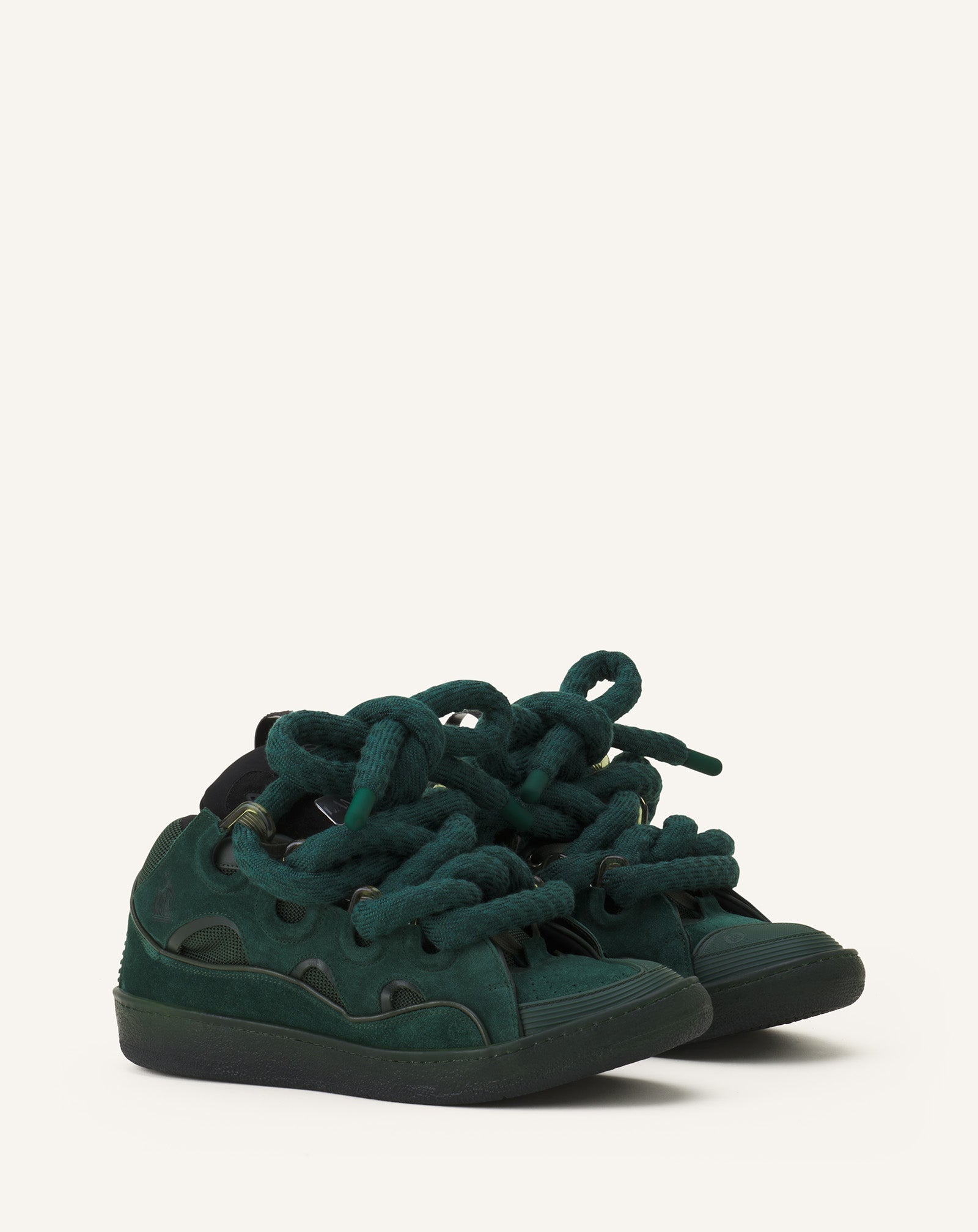 Green Curb Sneakers In Leather With Snake Laces | Lanvin Women
