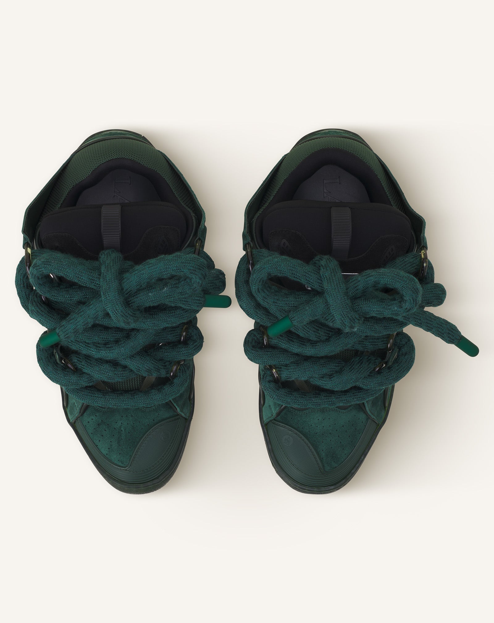 Green Curb Sneakers In Leather With Snake Laces | Lanvin Women