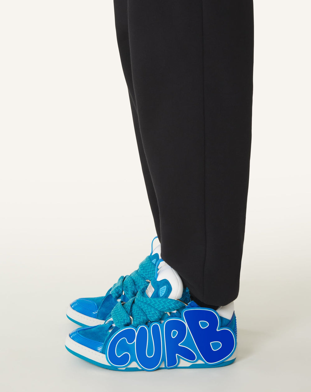 Curb Sneakers En Cuir À Patch Blue | Lanvin Women
