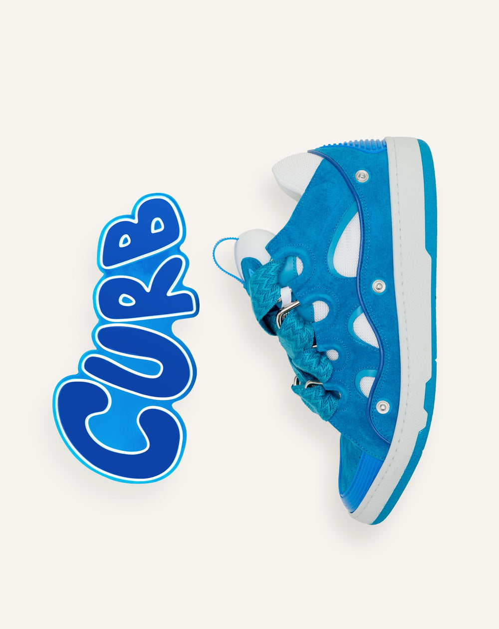 Curb Sneakers En Cuir À Patch Blue | Lanvin Women