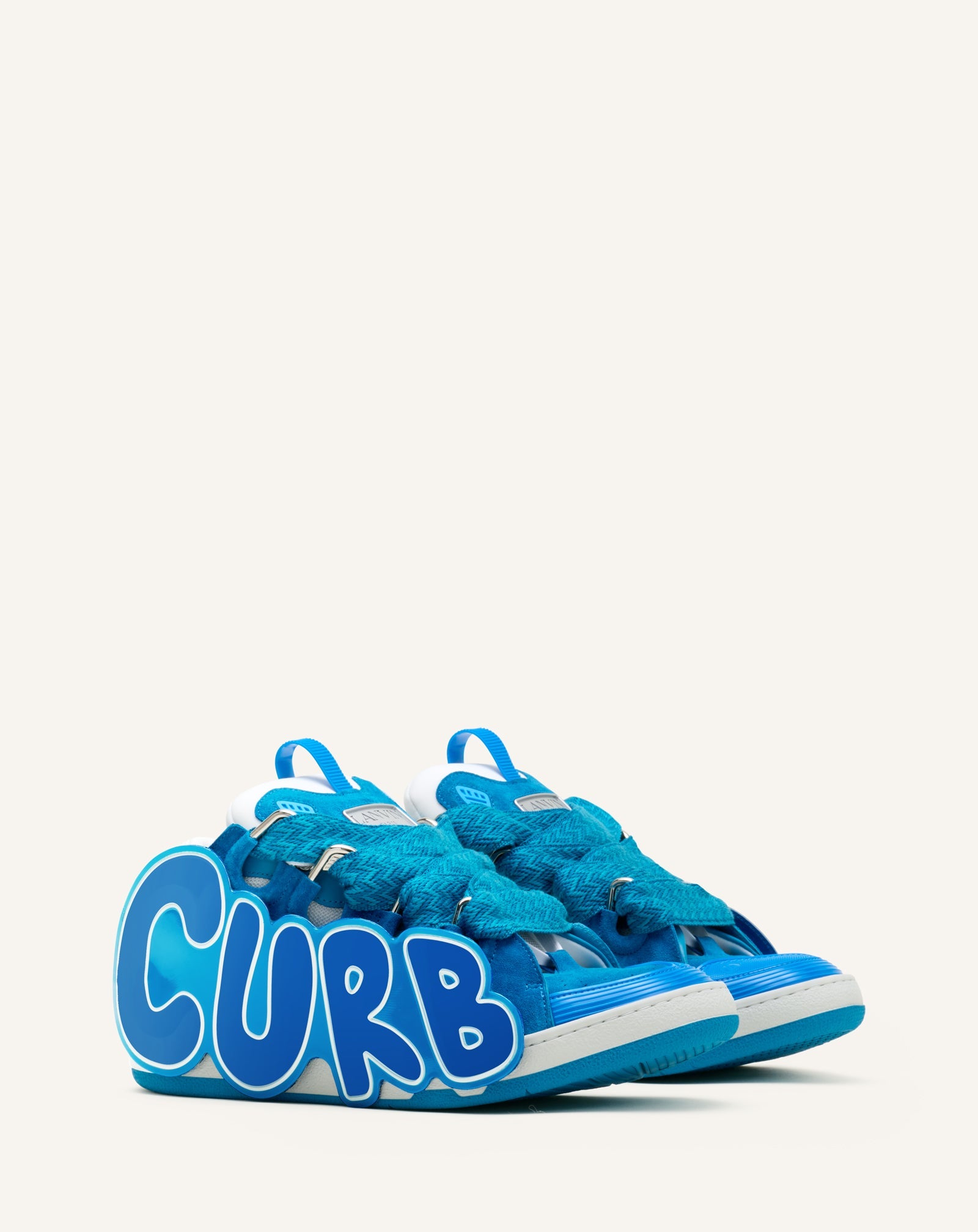 Curb Sneakers En Cuir À Patch Blue | Lanvin Women