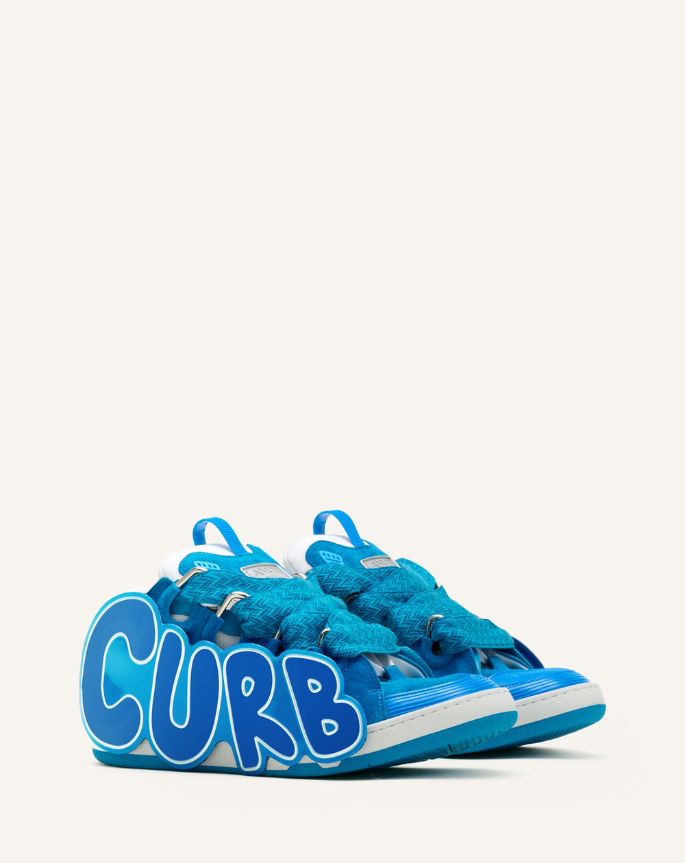 Curb Sneakers En Cuir À Patch Blue | Lanvin Women