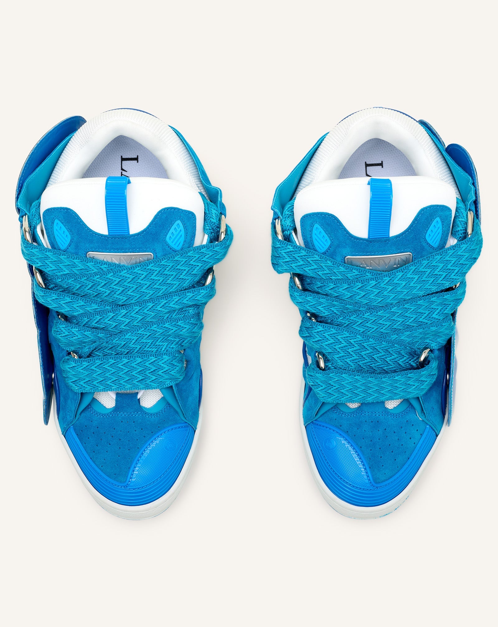 Curb Sneakers En Cuir À Patch Blue | Lanvin Women