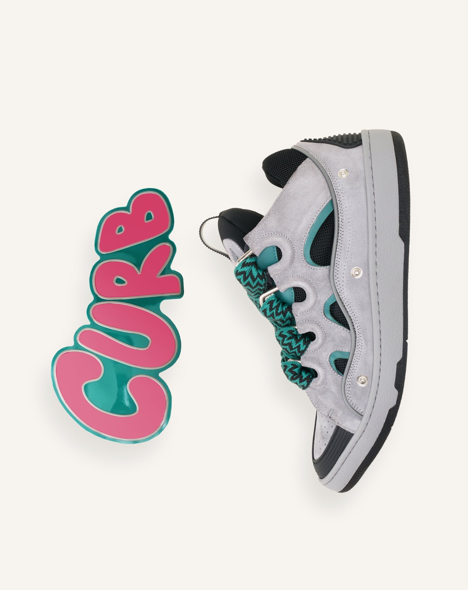 Curb Sneakers En Cuir À Patch Green | Lanvin Women