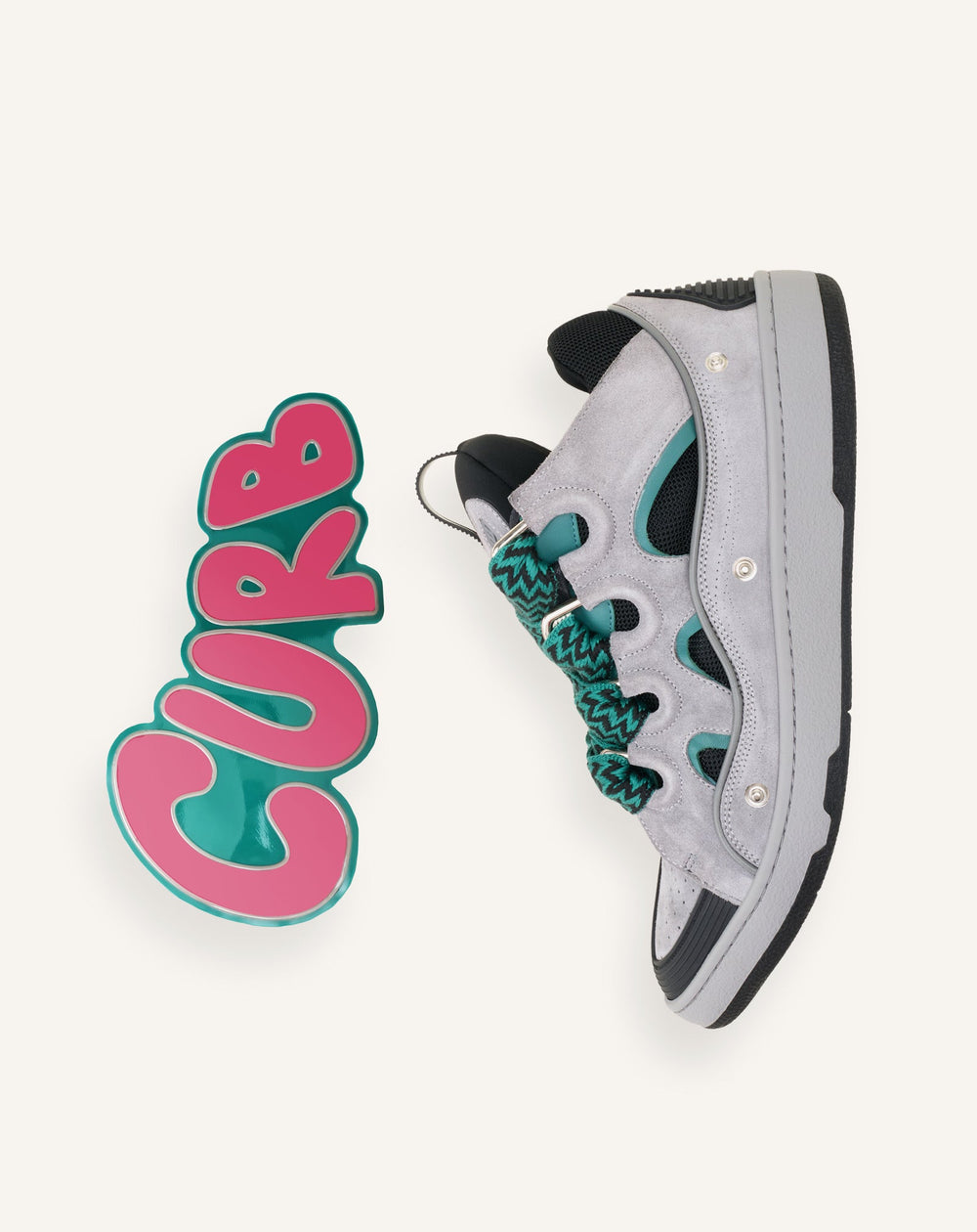 Curb Sneakers En Cuir À Patch Green | Lanvin Women