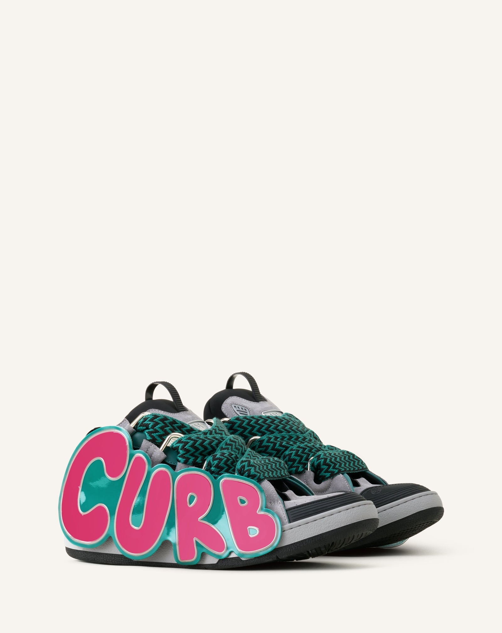 Curb Sneakers En Cuir À Patch Green | Lanvin Women