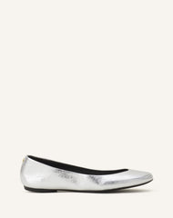 Silver The Ballerina Flat In Metallic Leather | Lanvin Women