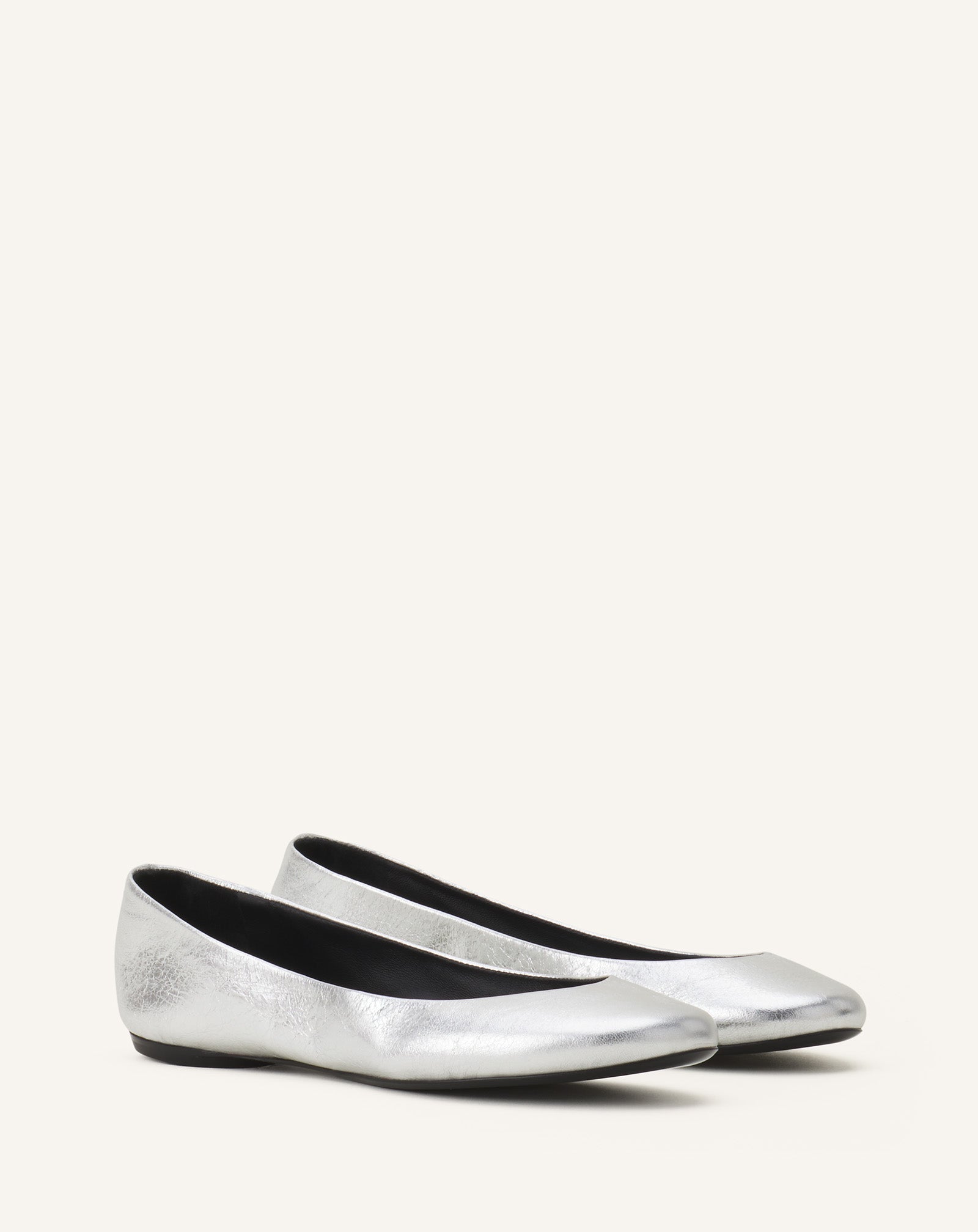 Silver The Ballerina Flat In Metallic Leather | Lanvin Women