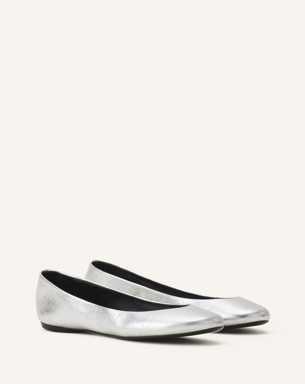 Silver The Ballerina Flat In Metallic Leather | Lanvin Women