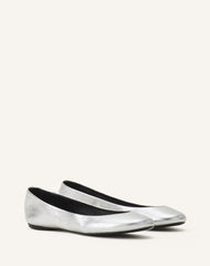 Silver The Ballerina Flat In Metallic Leather | Lanvin Women
