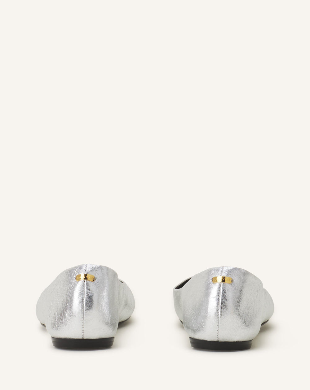 Silver The Ballerina Flat In Metallic Leather | Lanvin Women