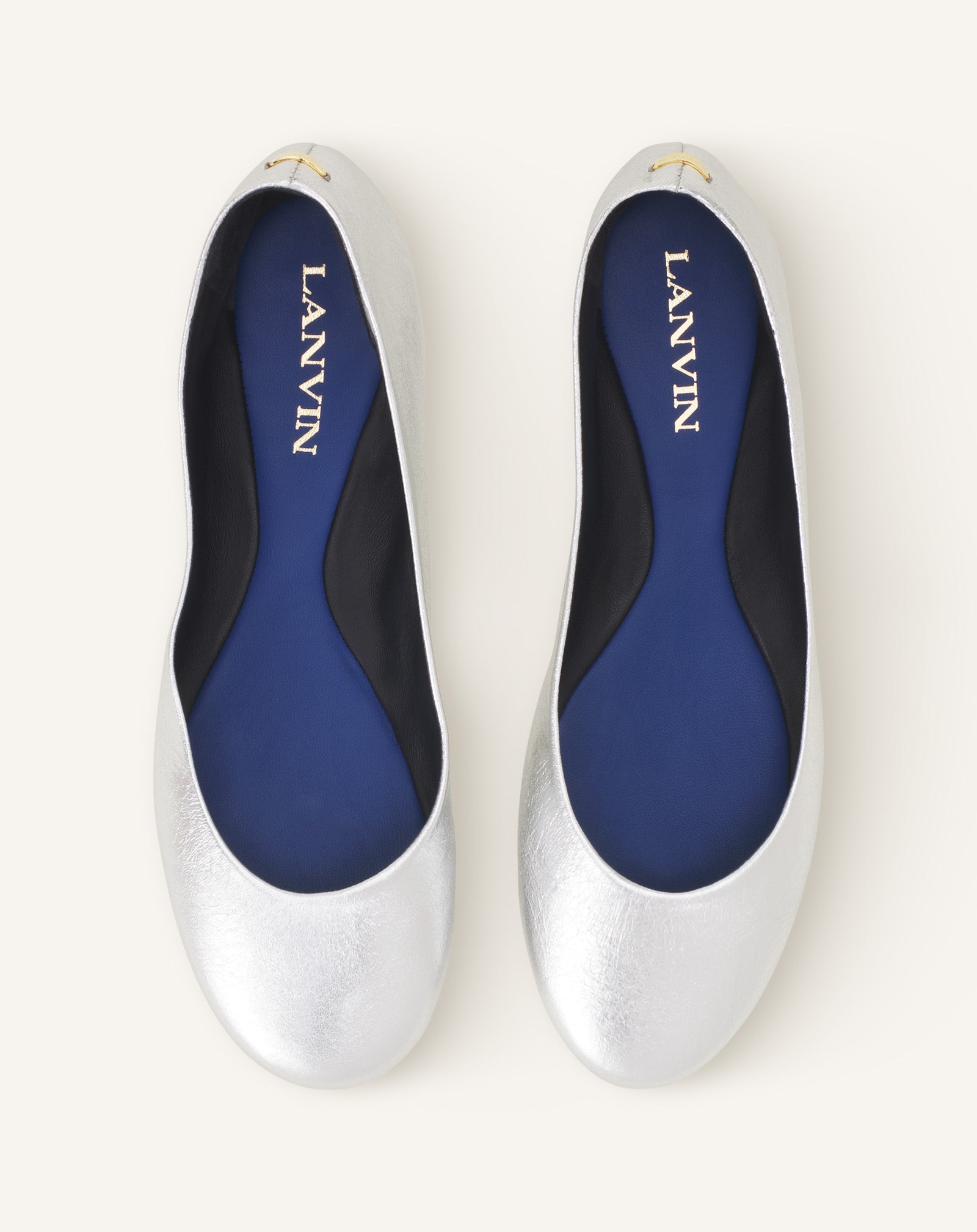 Silver The Ballerina Flat In Metallic Leather | Lanvin Women