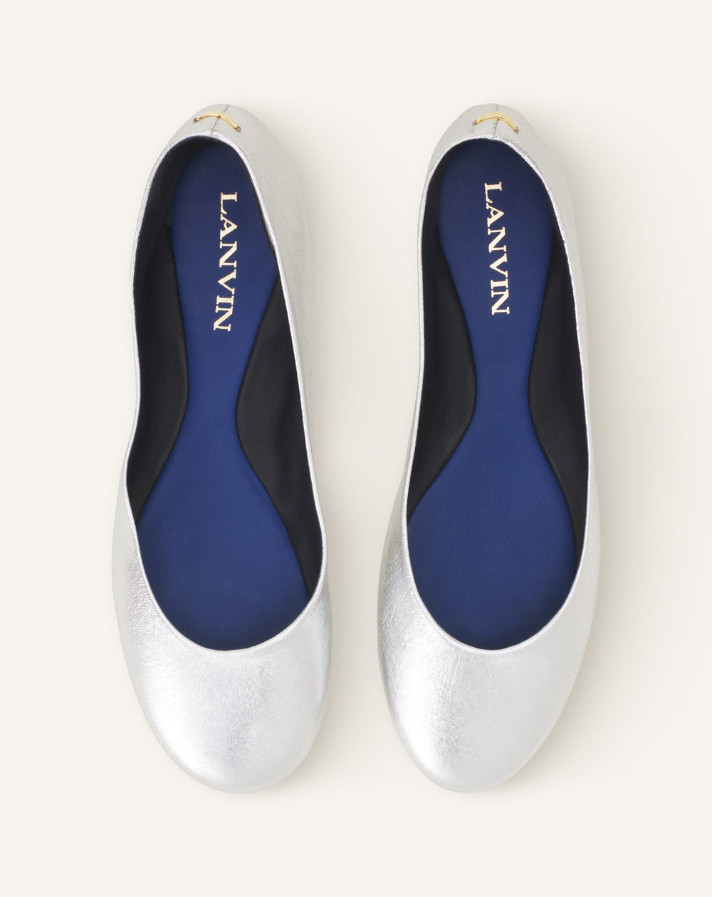 Silver The Ballerina Flat In Metallic Leather | Lanvin Women