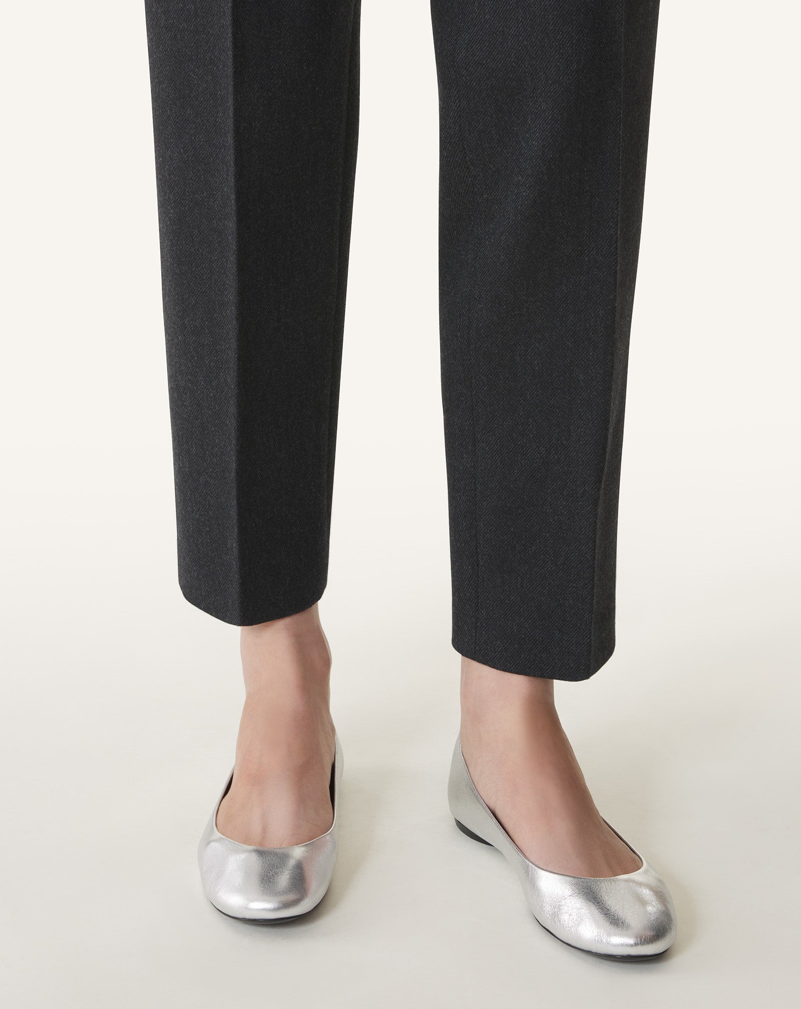 Silver The Ballerina Flat In Metallic Leather | Lanvin Women