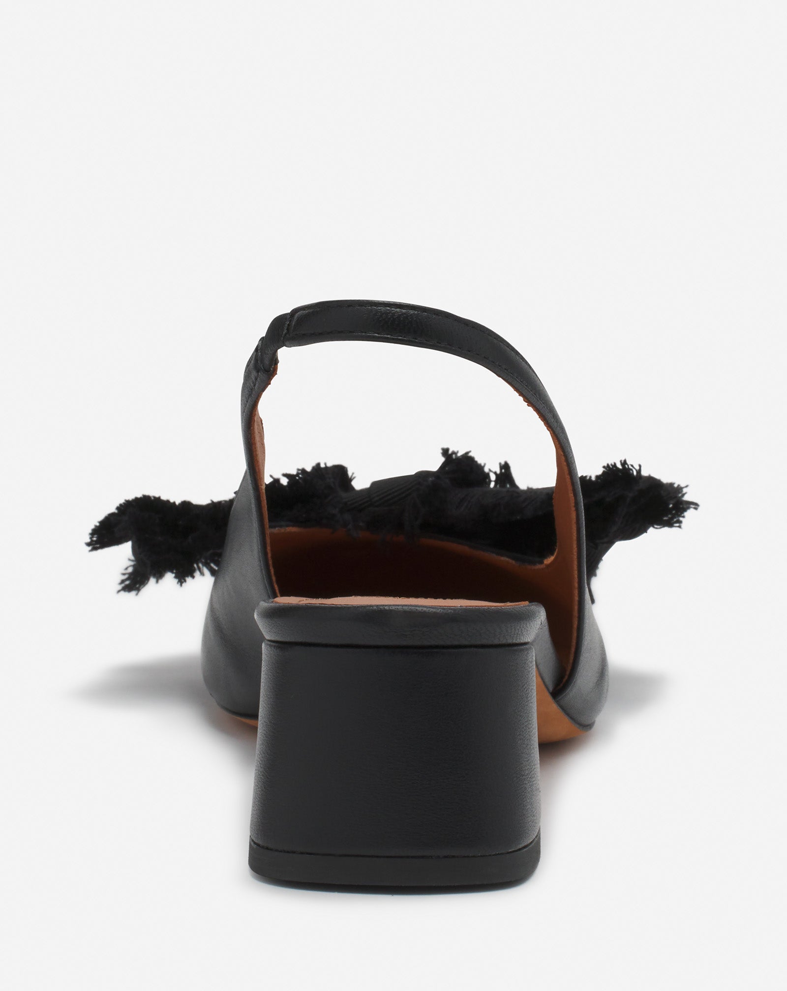 Black Leather Heeled Slingback Ballerina | Lanvin Women
