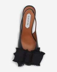 Black Leather Heeled Slingback Ballerina | Lanvin Women