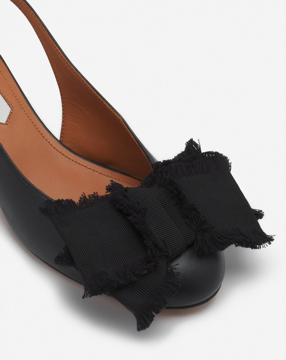 Black Leather Heeled Slingback Ballerina | Lanvin Women
