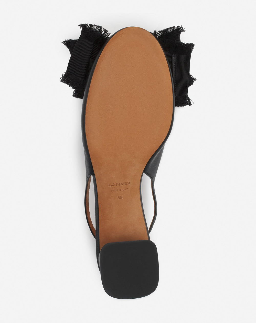 Black Leather Heeled Slingback Ballerina | Lanvin Women