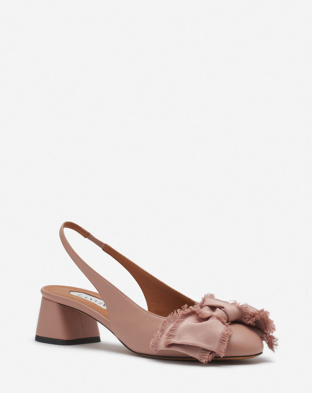Pink Leather Heeled Slingback Ballerina | Lanvin Women