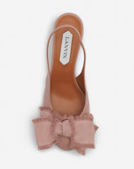 Pink Leather Heeled Slingback Ballerina | Lanvin Women