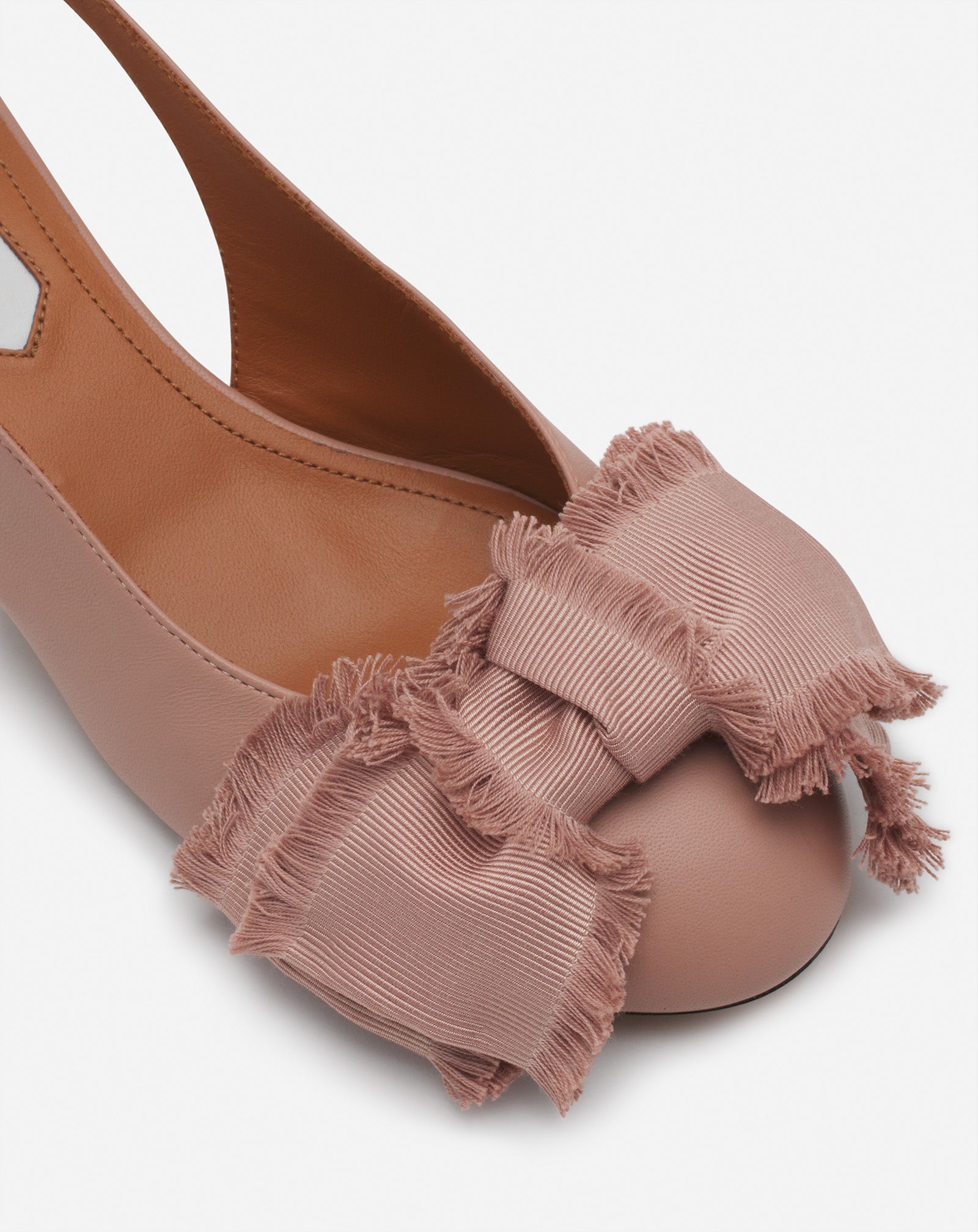 Pink Leather Heeled Slingback Ballerina | Lanvin Women
