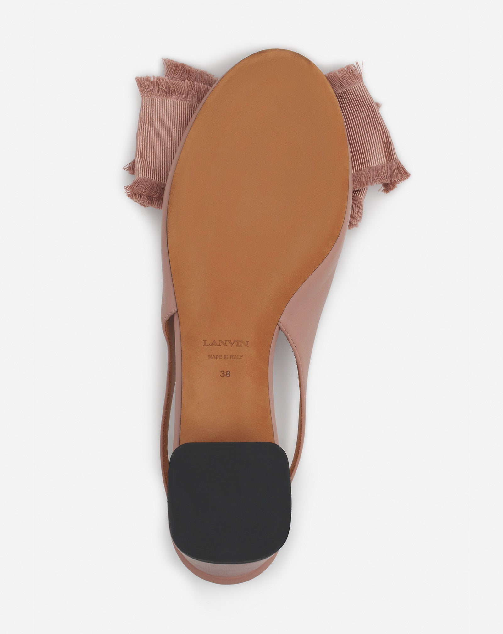 Pink Leather Heeled Slingback Ballerina | Lanvin Women