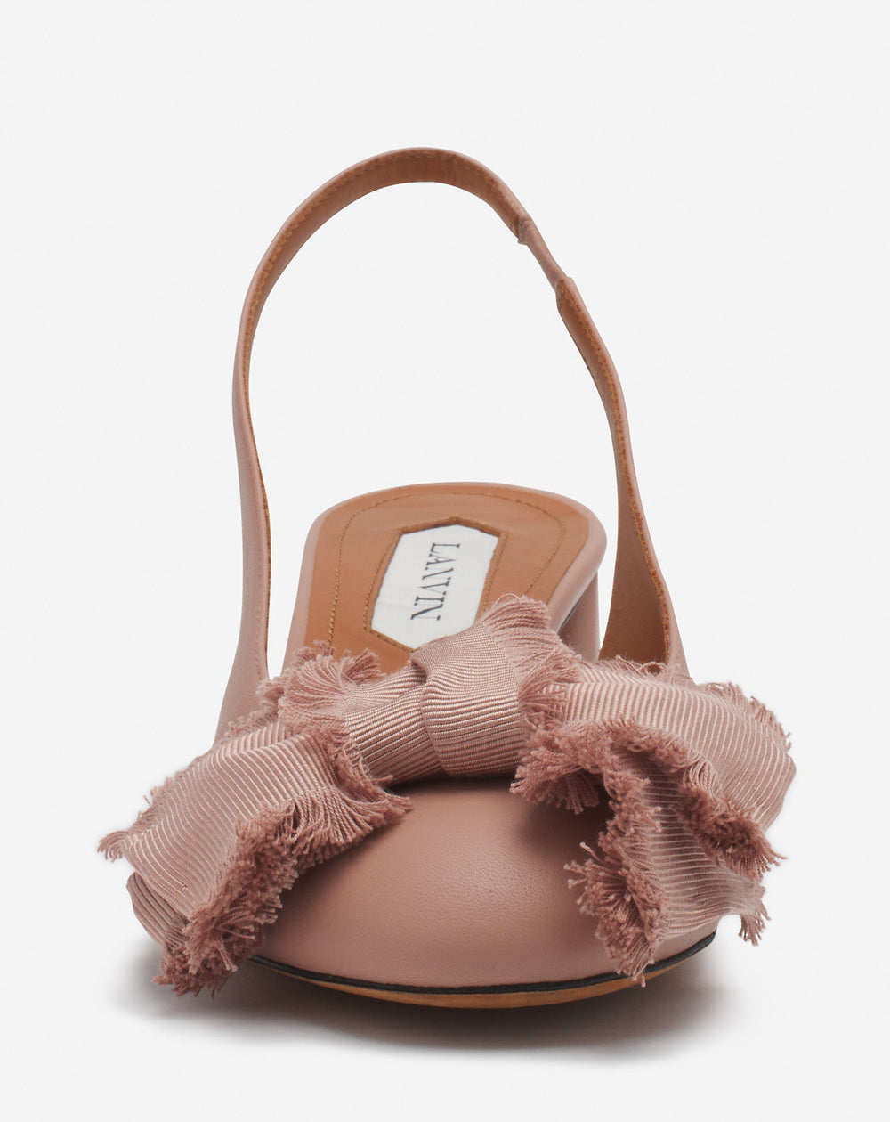 Pink Leather Heeled Slingback Ballerina | Lanvin Women