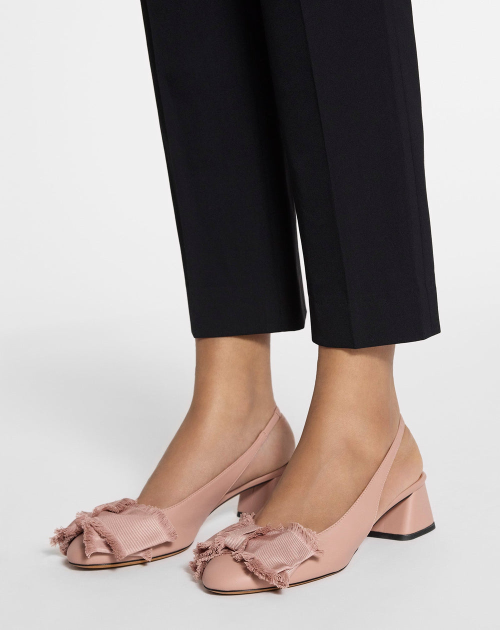 Pink Leather Heeled Slingback Ballerina | Lanvin Women