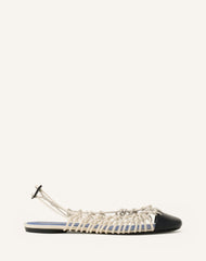 Ballerine Slingback Tressée En Cuir White | Lanvin Women