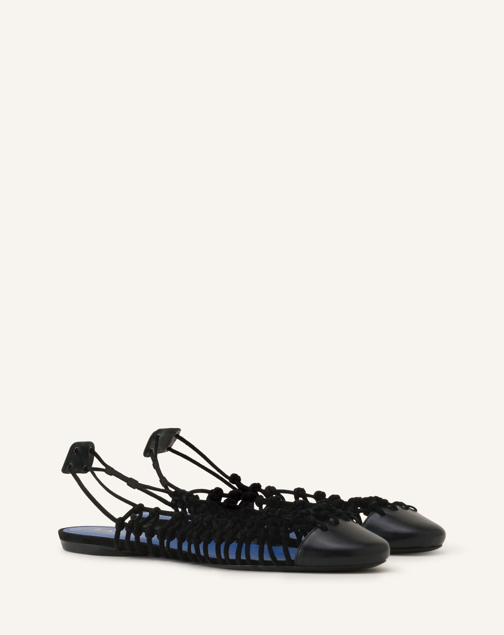 Ballerine Slingback Tressée En Cuir Black | Lanvin Women