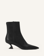 Black Midnight Step Leather Ankle Boot | Lanvin Women