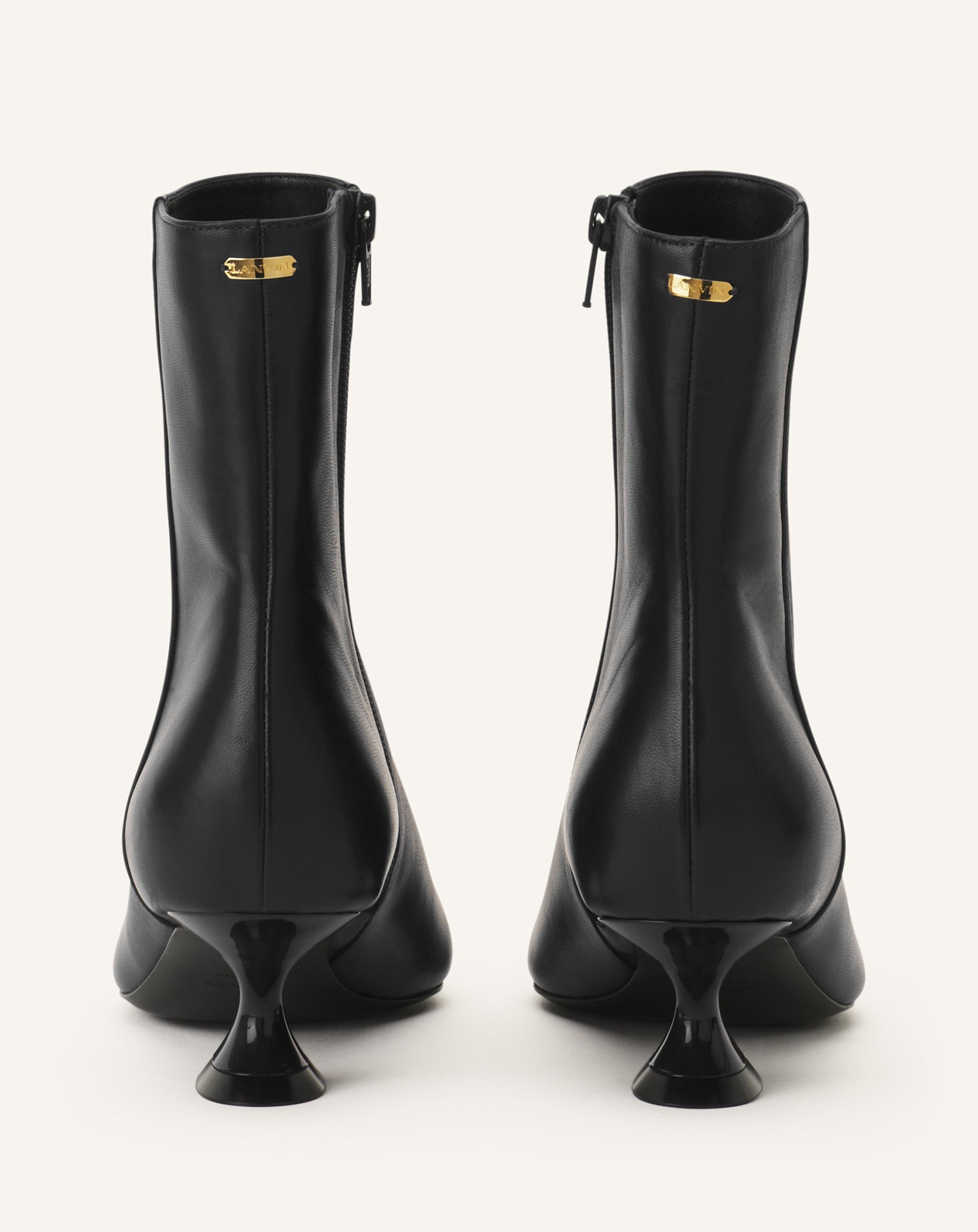 Black Midnight Step Leather Ankle Boot | Lanvin Women