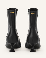 Black Midnight Step Leather Ankle Boot | Lanvin Women