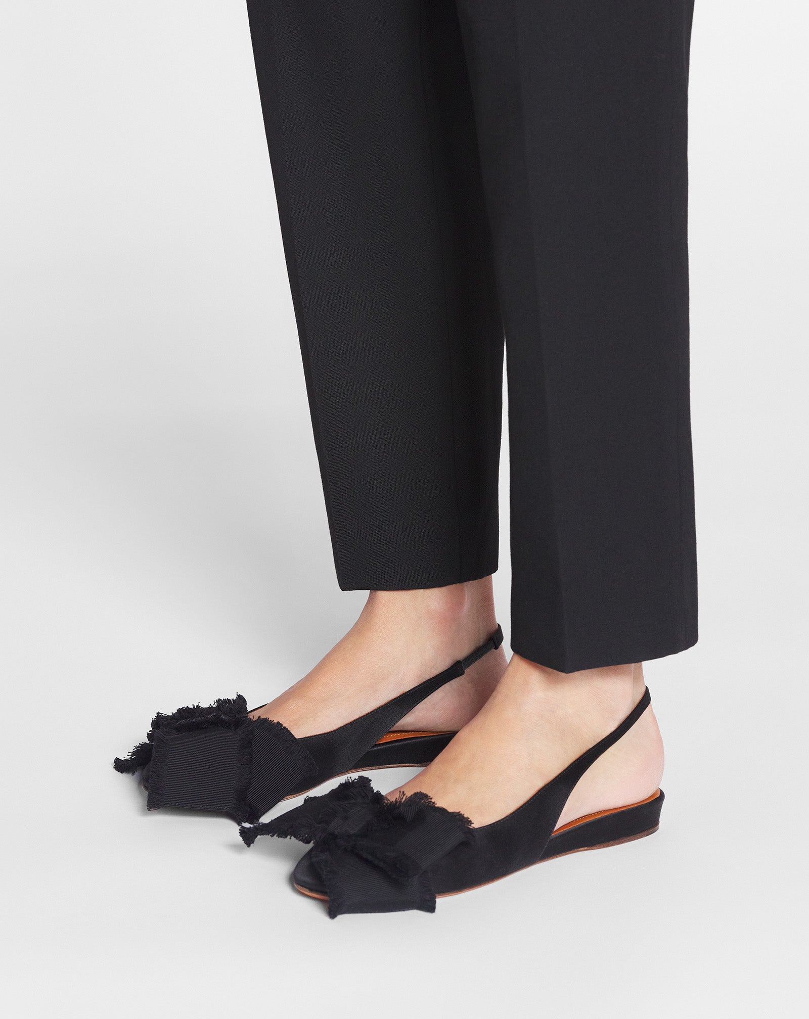 Black Slingback Ballerina Flat In Satin | Lanvin Women