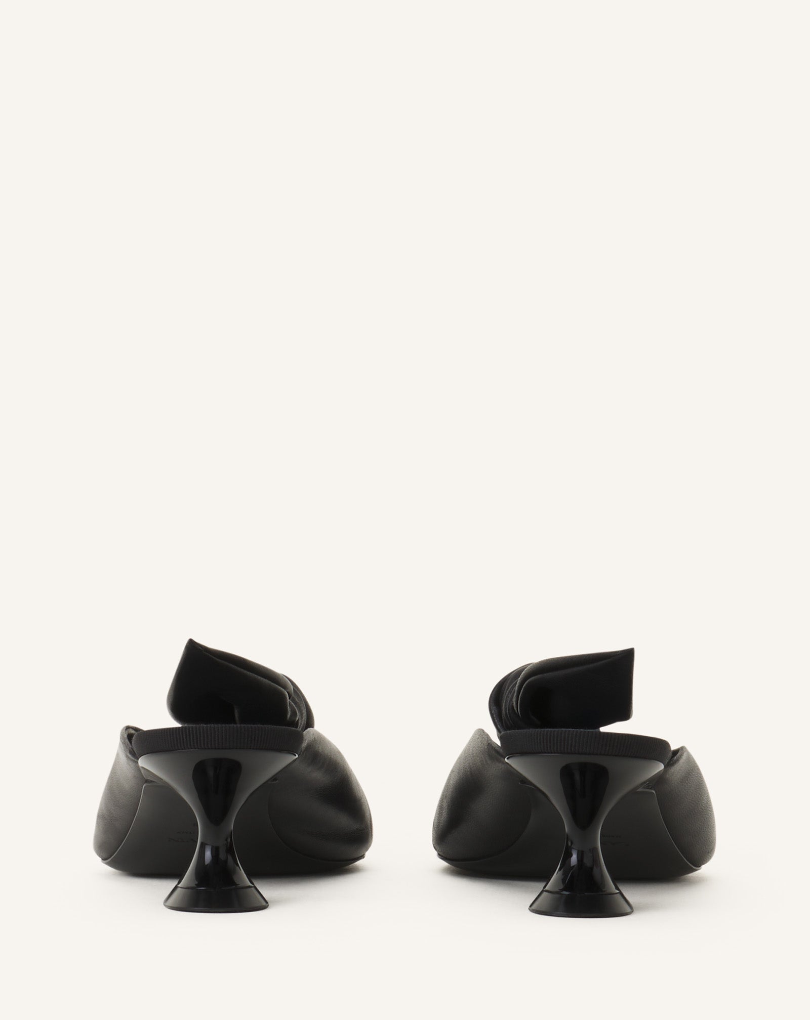 Black Midnight Step Bow Leather Mule With Heel | Lanvin Women