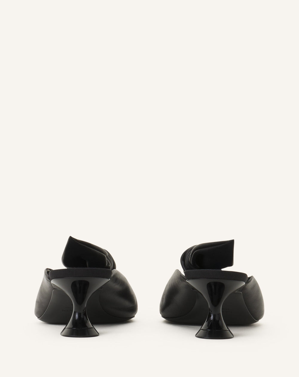 Black Midnight Step Bow Leather Mule With Heel | Lanvin Women