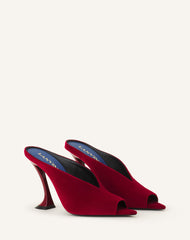 Red Midnight Step Mule In Velvet | Lanvin Women