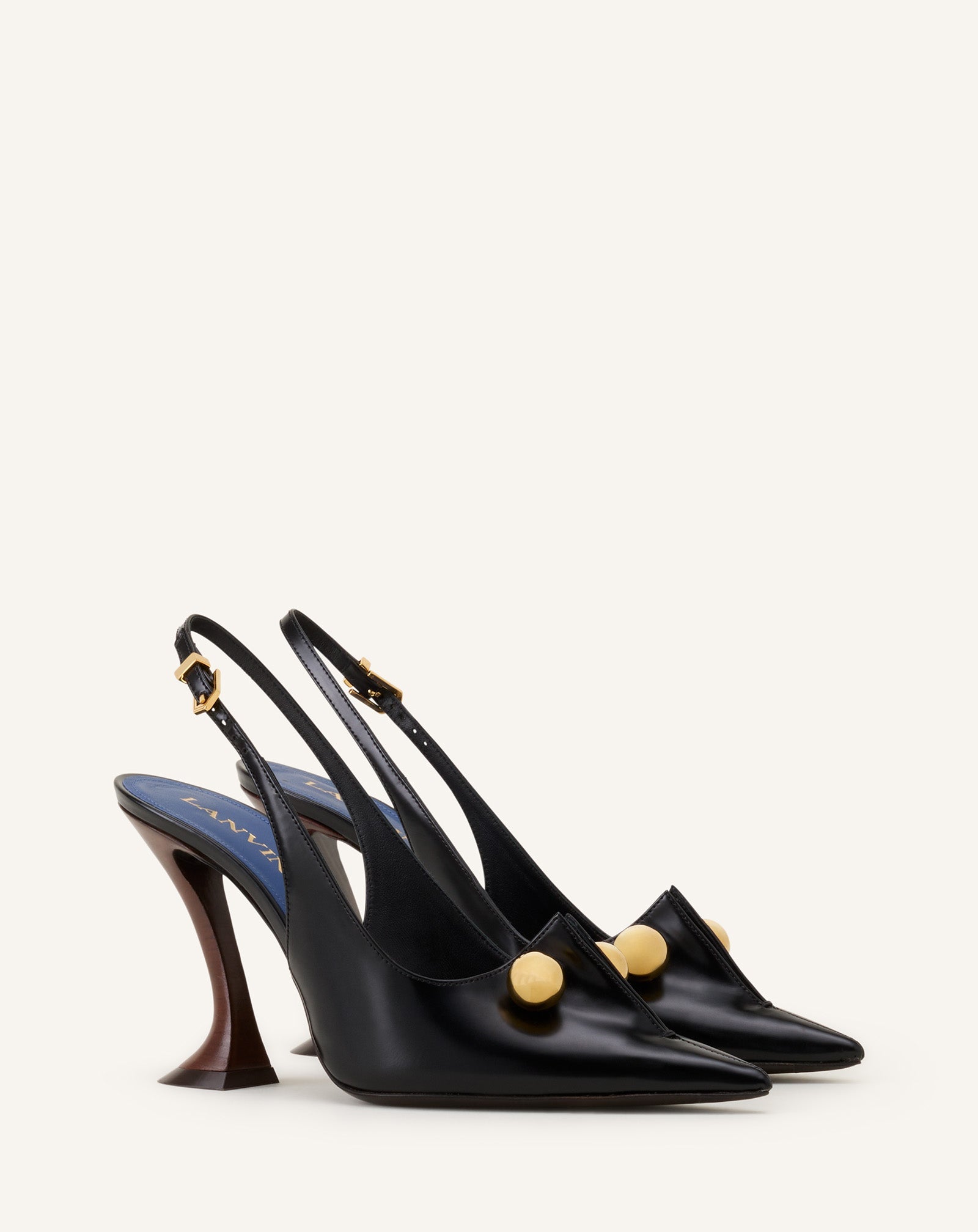 Escarpin Slingback En Cuir Avec Piercing Black | Lanvin Women