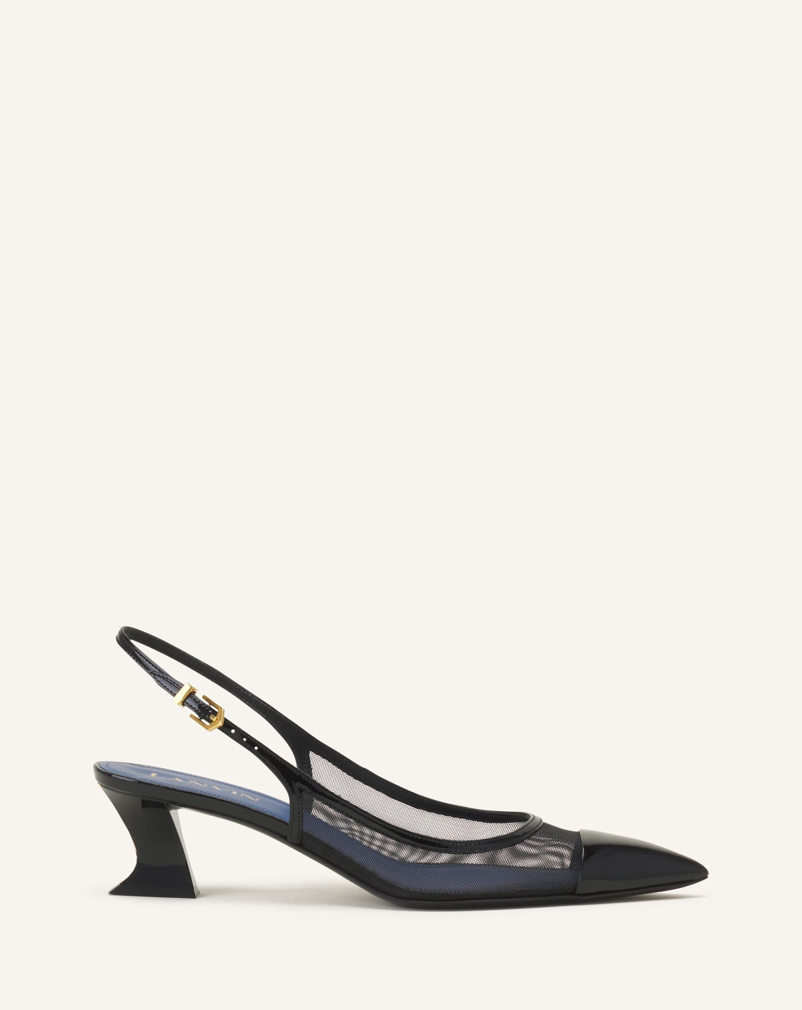 Slingback Nocturne En Mesh Et Cuir Patent Black | Lanvin Women